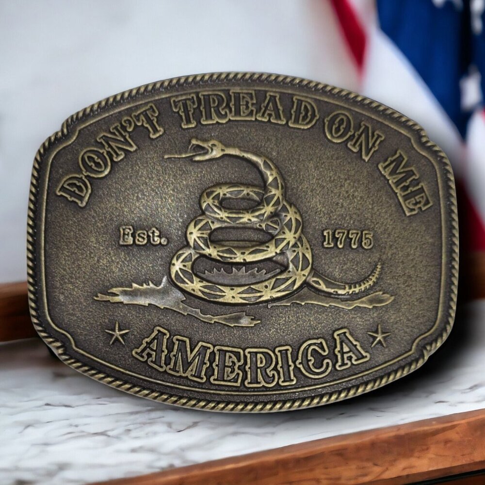 Don't Tread on Me Western Style Belt Buckle  Vintage Bronze Finish Belt Buckle